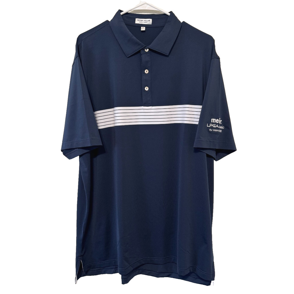 Peter Millar Men's Polo Shirt XL Summer Comfort MEIJER LPGA Golf Stripe